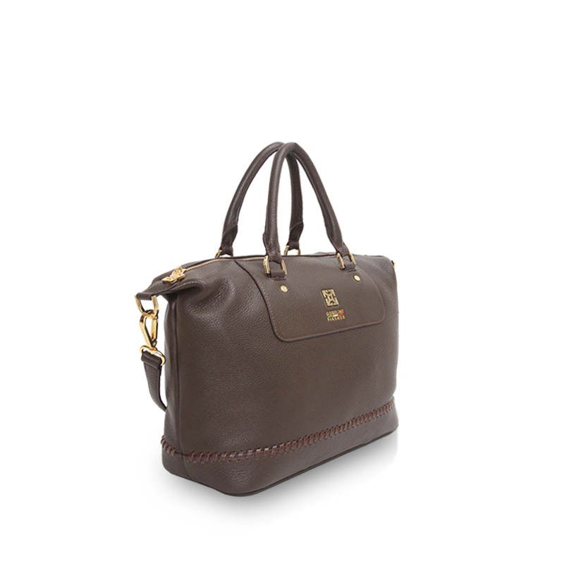 Gobelini Bostonian Satchel Weave Dark Brown