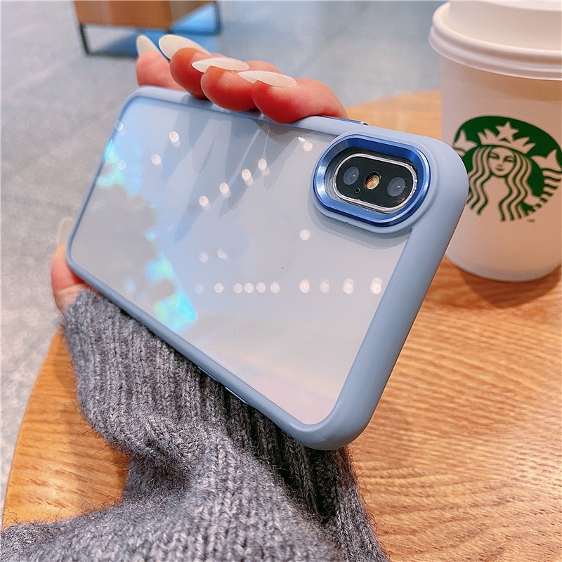 Case Pelindung Lensa Bahan Akrilik Bening Tahan Jatuh Untuk iPhone X XS Max XR 7 Plus 8 Plus 11 Pro Max