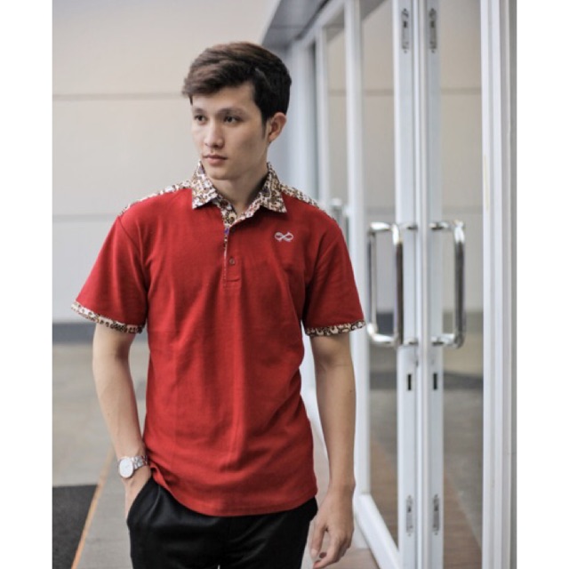 Loyal Kaos Polo Batik Maroon Modern Pria M L XL XXL