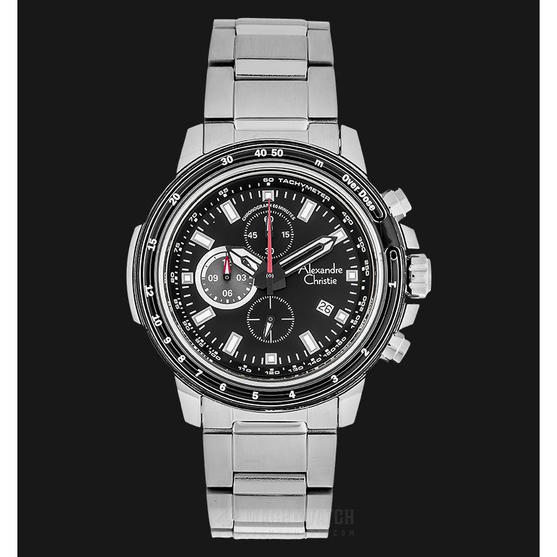 Alexandre Christie AC 6475 MC BSSBA Chronograph Men Black Dial Stainless Steel Strap