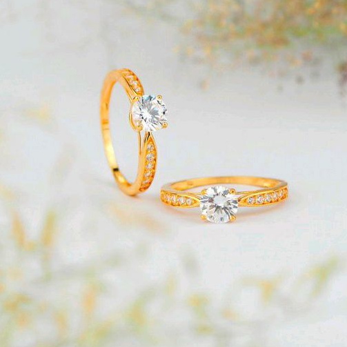 Cincin Emas Solitaire Motif Lancip Samping - Toko Emas Gadjah