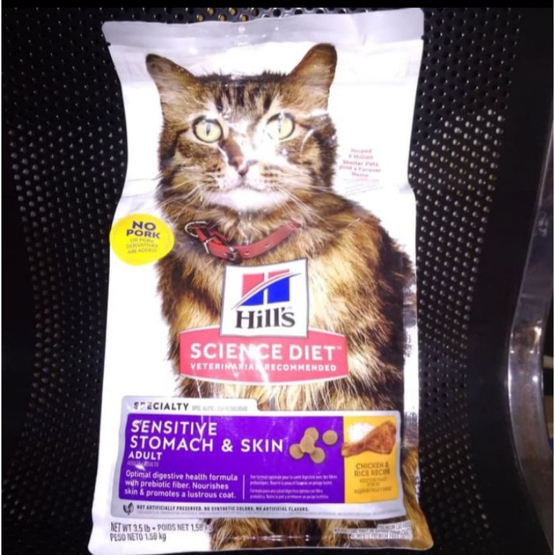 science Diet Sensitive Stomach And Skin Adult 1,58 kg hills cat food Untuk kucing sensitif