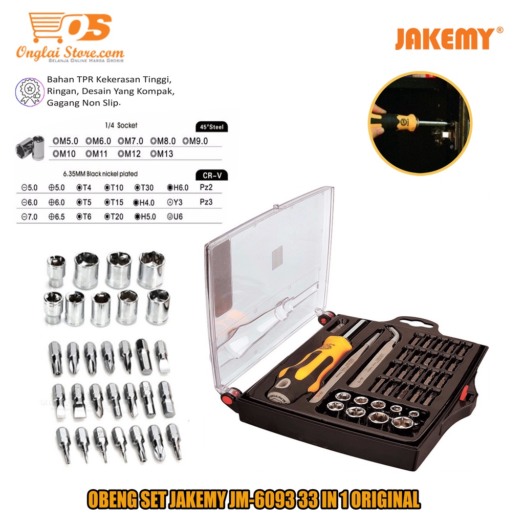 Obeng Set Jakemy JM-6093 33 IN 1Screwdriver Set Teknisi HP Komputer Laptop Toolkit - Pinet Original