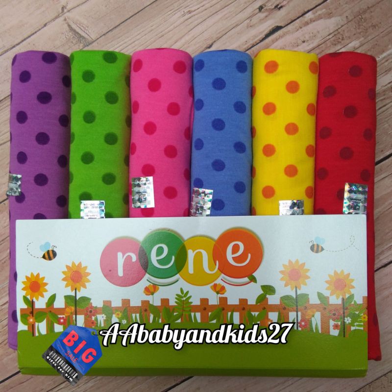 RENE 1PAK ISI 6PC BEDONG BAYI MOTIF POLKADOT UKURAN JUMBO 110X90 CM LEMBUT DAN SNI