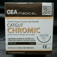 Benang Cutgut Chromic 2/0 Plus jarum / Cutgut Chromic 2/0 Tanpa jarum