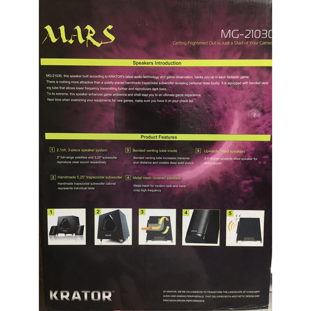 Speaker Gaming KRATOR Mars MG-21030 2.1 Sub Woofer