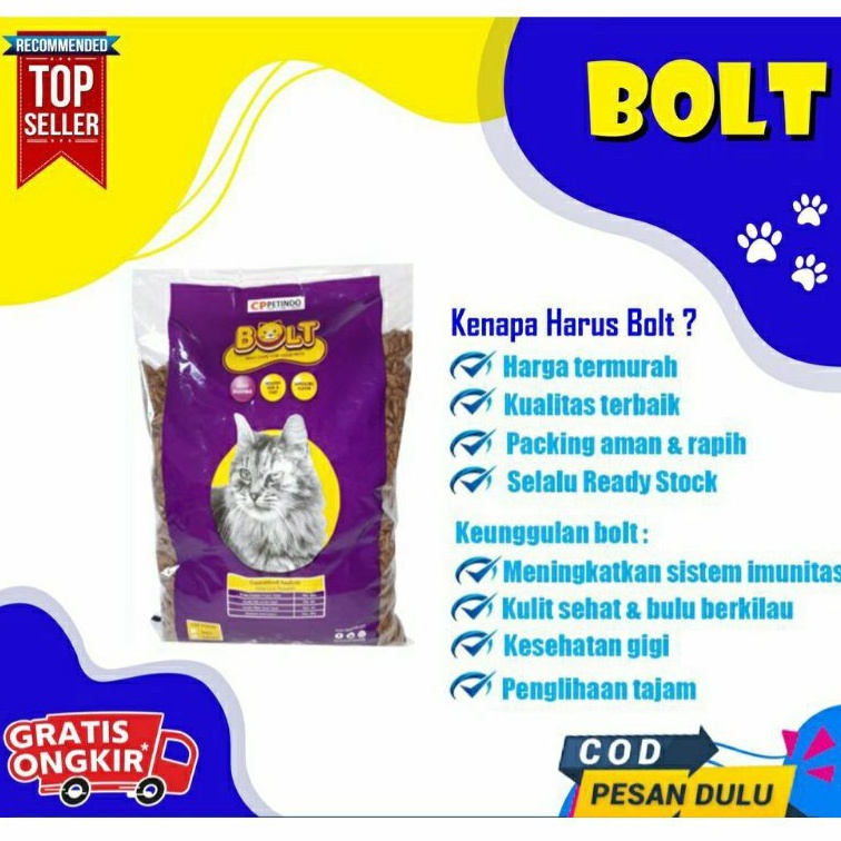 Makanan Kucing BOLT 500 gram - Cat Dry Food - Pakan Kering