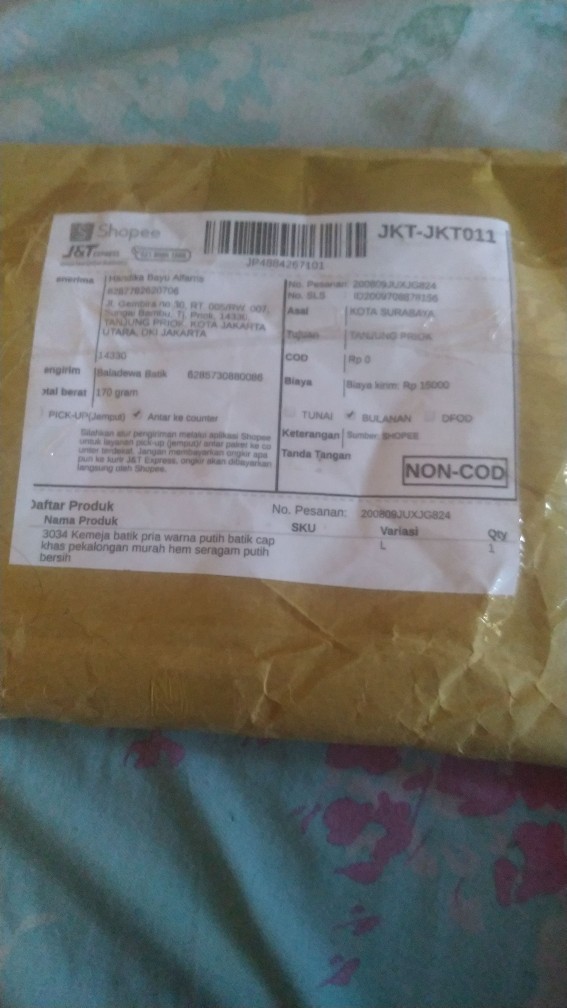 3034 Kemeja Batik Pria Warna Putih Batik Cap Khas Pekalongan Murah Hem Seragam Putih Bersih