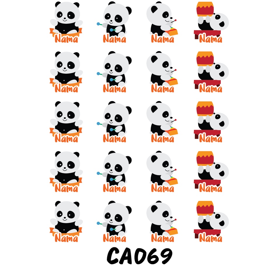 

Sticker Nama Cutting Label Waterproof Tahan Air Panda D (CA069)