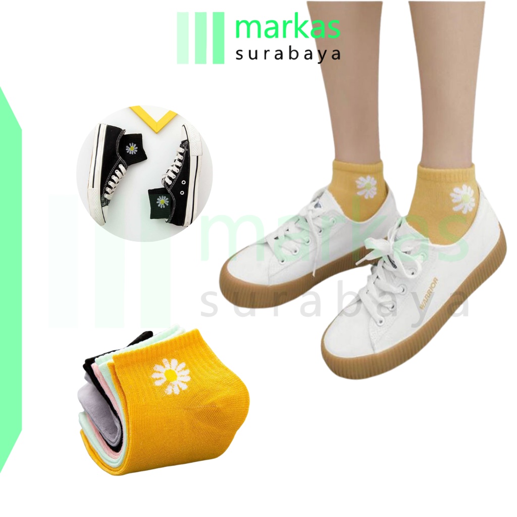 MARKAS D080 Kaos Kaki Motif Bunga Wanita Kaos Kaki Pendek Korea Short Socks