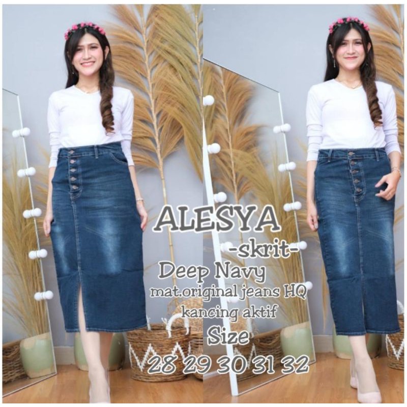 ROK JEANS ALESYA SKIRT // ROK JEANS KANCING SEBELAH...