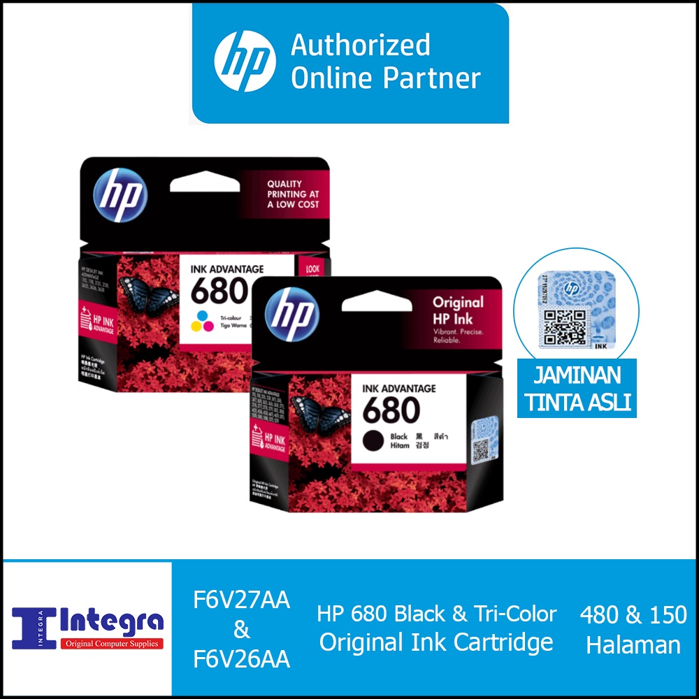 Tinta HP 1 Set 680 (Black &amp; Colour) Original Cartridge DeskJet 2135 2677 5276