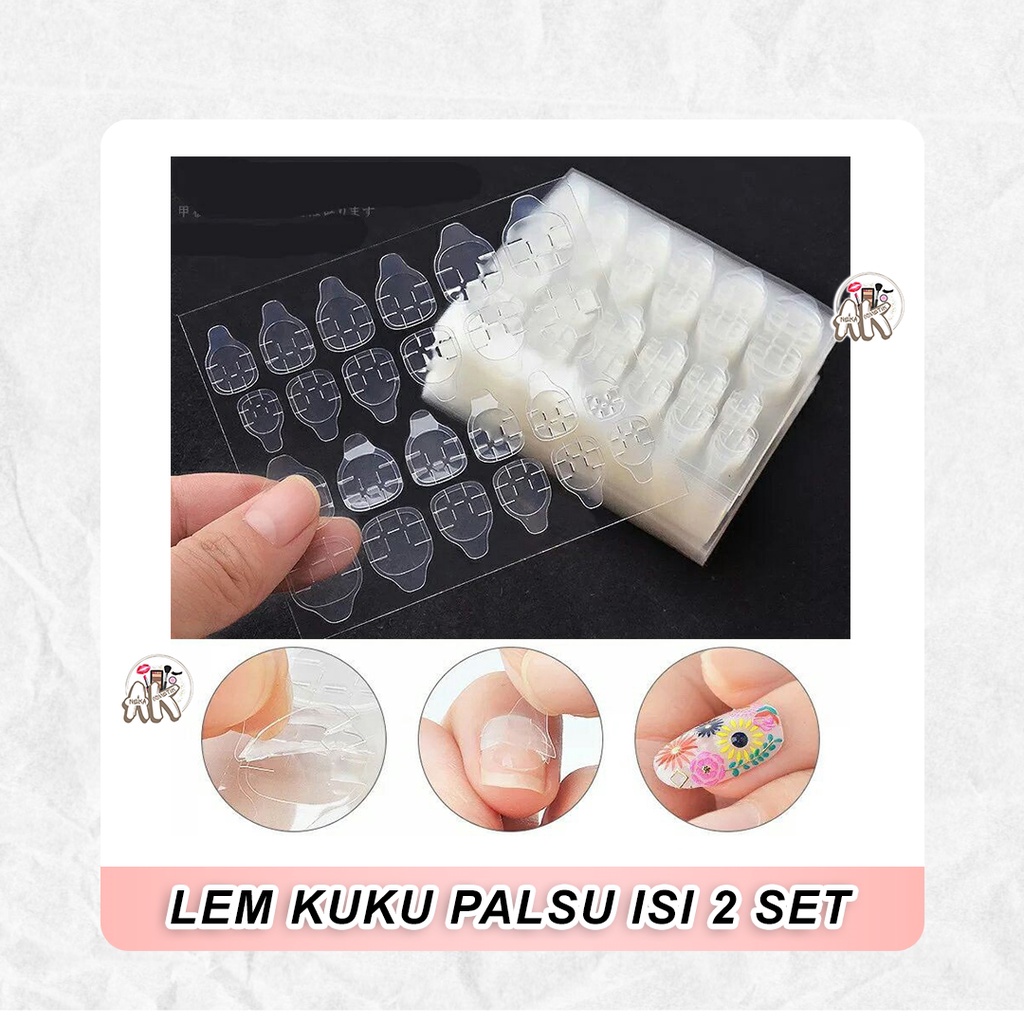 LEM / STICKER KUKU PALSU DOUBLE TAPE NAIL ART GLUE ISI 2 SET