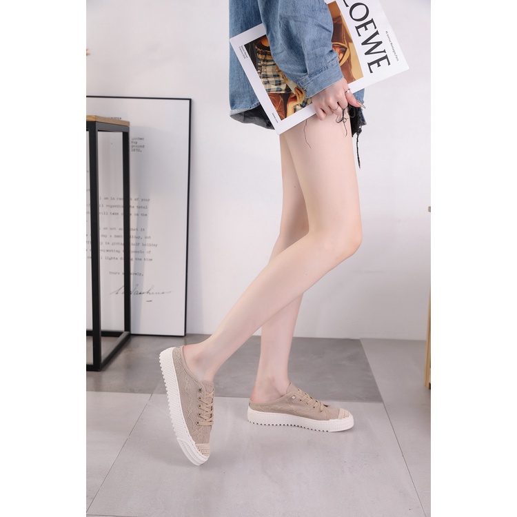 COD POS Y625 Sepatu Sneakers Selop Wanita Import Kanvas-8