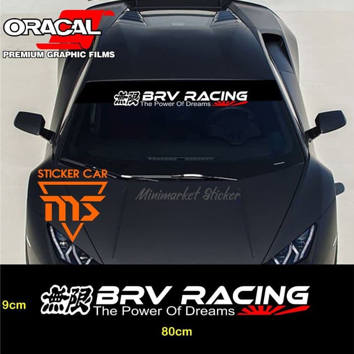stiker brv racing mobil honda kaca