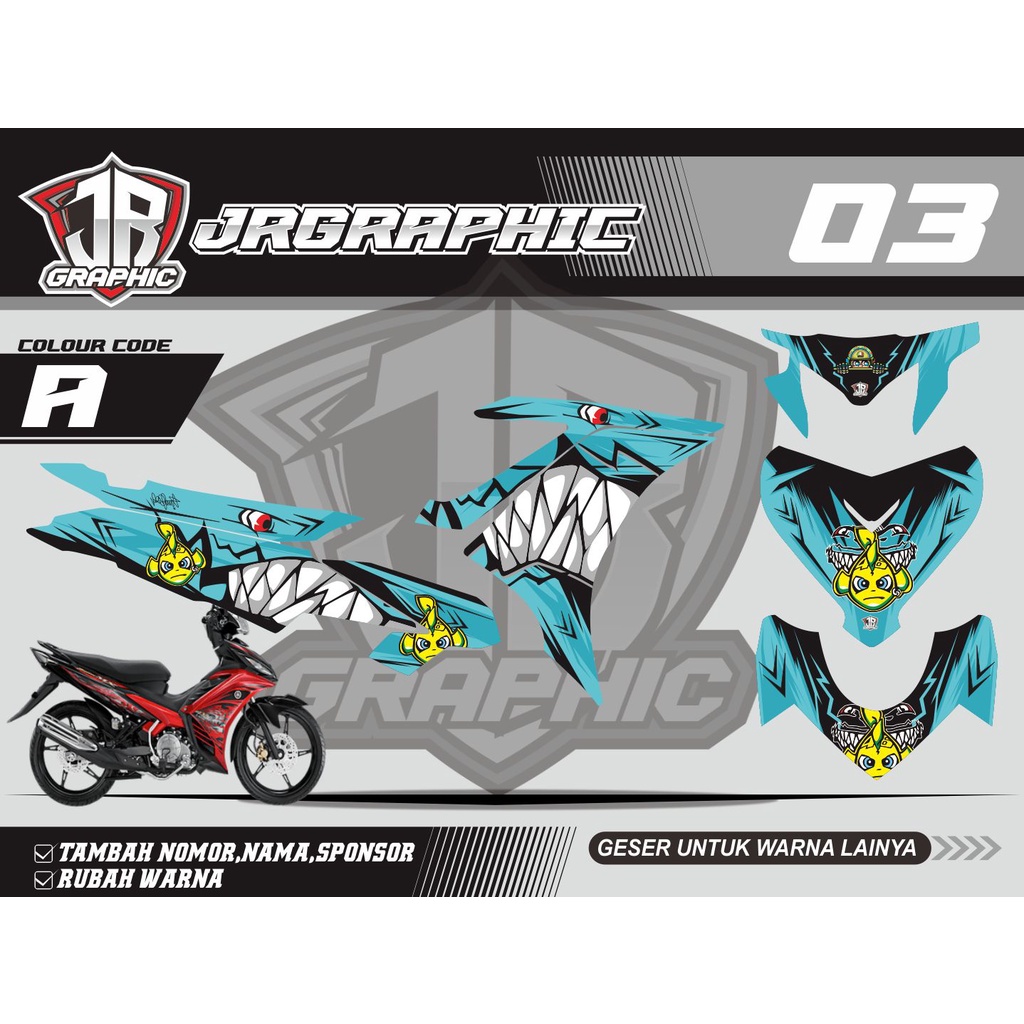 DECAL JUPITER MX 135 NEW HIU SHARK ROSSI-DECAL MX 135 FULLBODY HIU ROSSI- DEKAL STICKER JUPITER MX 1