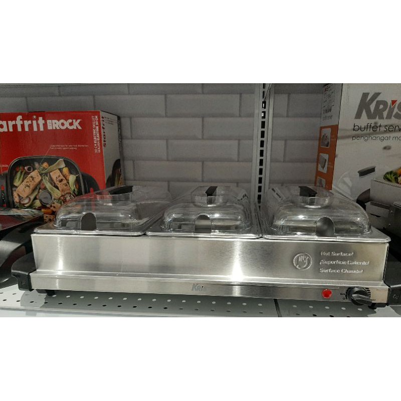 kris buffet server wadah kompor penghangat makanan food warmer 3 tray