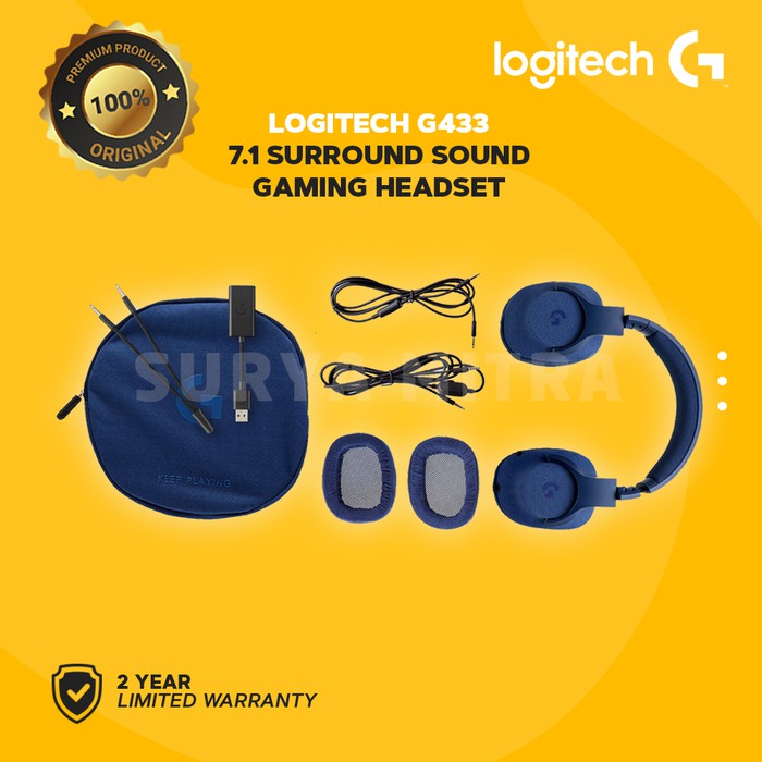 Headset Gaming Logitech G433 / G 433 -7.1 Surround