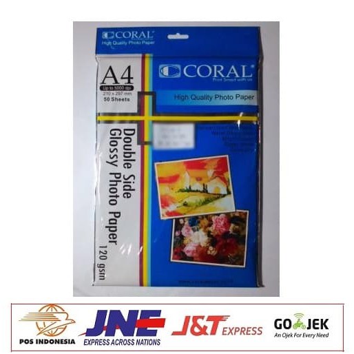 

Kertas Foto Coral Glossy Double Side A4 50 Sheets 120gsm