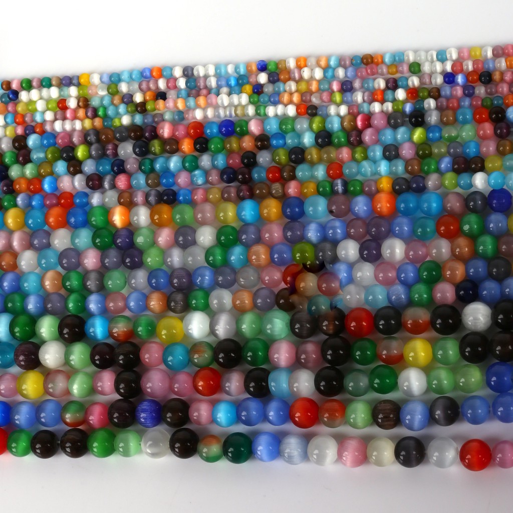 40/50/60100pcs Mixed Color Approx Glass Beads Round Opal Natural Cat Eye Beads For Bracelet Earrings DIY Jewelry Making