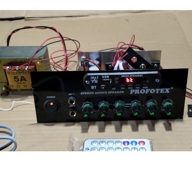 Sudah dirakit kit Power Ampli Speaker Aktif stereo mic Echo Karaoke Mp3 bluetooth