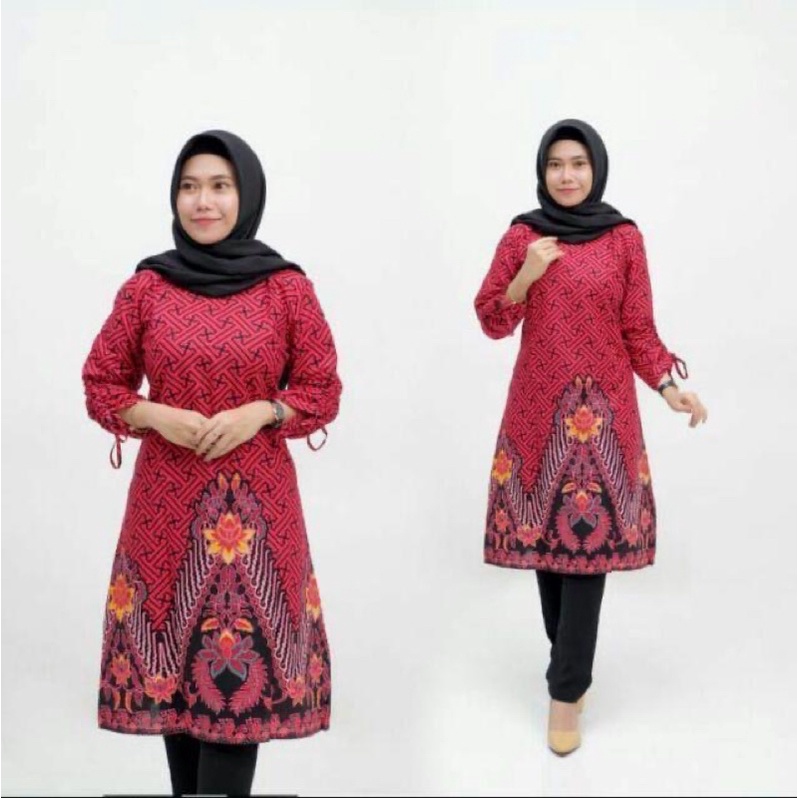 Batik Couple keluarga sania ruffle ori ndoro jowi dnt bata merah