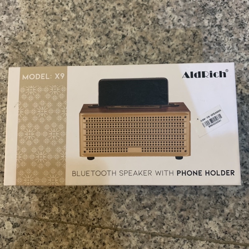 Bluetooth wooden speaker Aldrich X9 resmi original with phone holder speaker