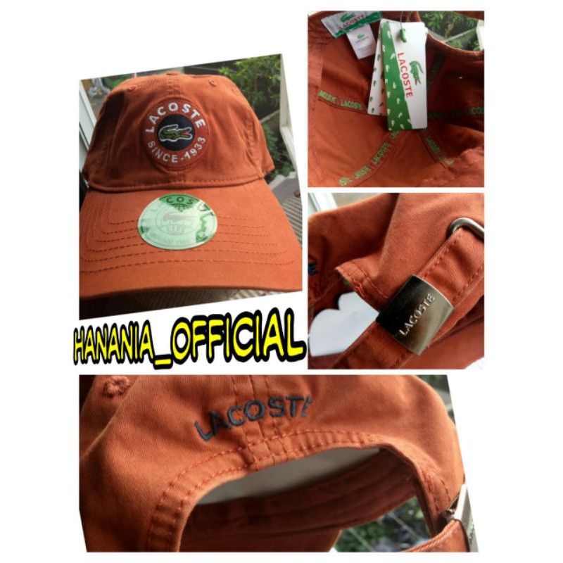 topi baseball lacoste bulat orange grade original 100%