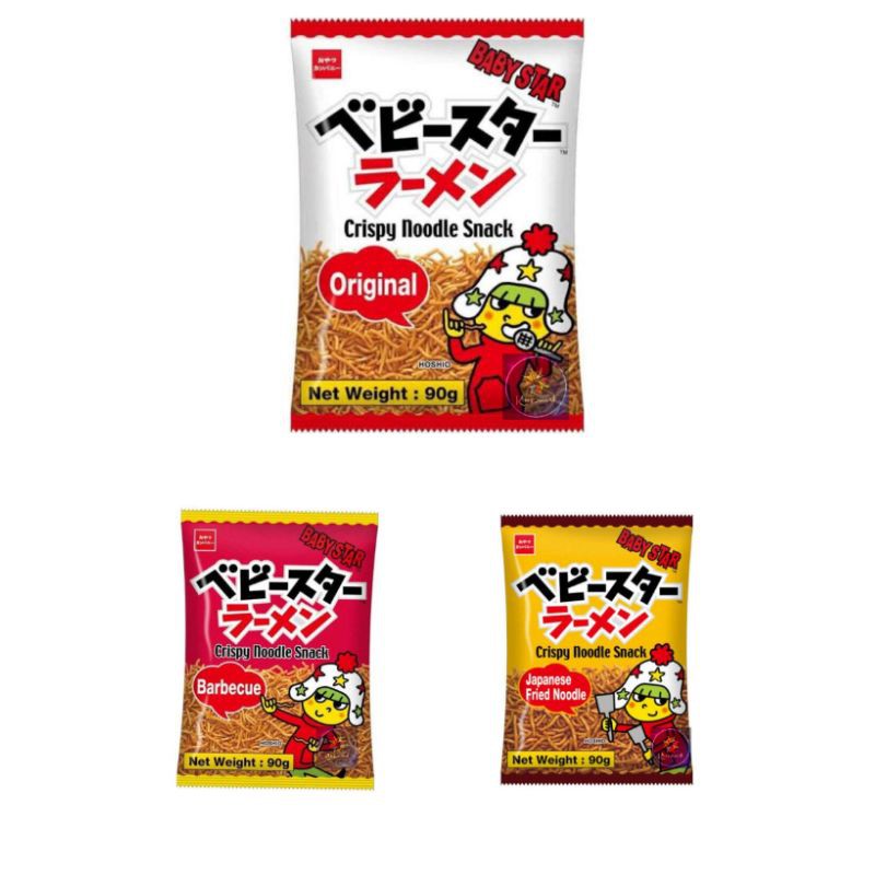 

Oyatsu Baby Star Original 90g/Barbeque 90g/Japanese Friend Noodle 90g/Crispy noodle snack Import