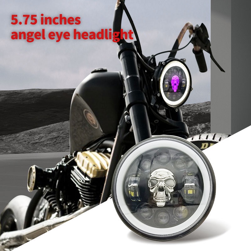 Lampu Depan LED DRL angel face 65W 5.75 &quot;4 Warna Untuk Motor