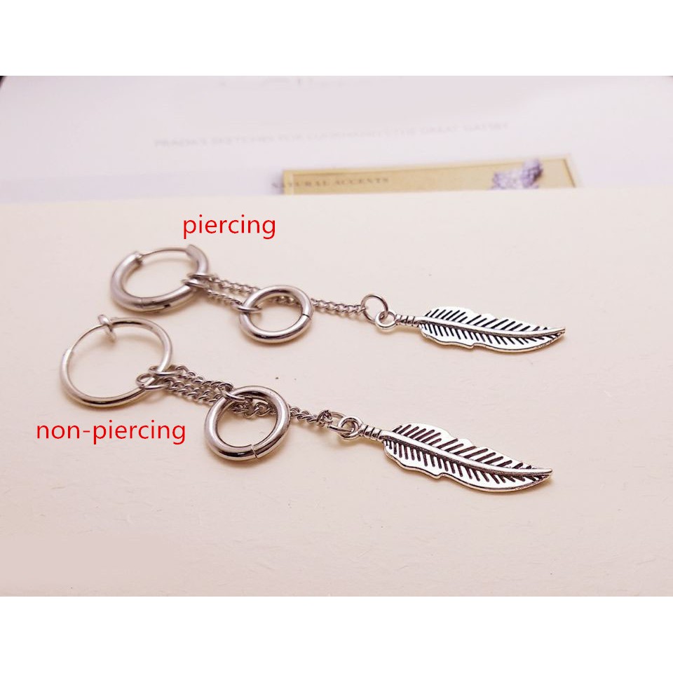 [Bayar Di Tempat]anting-anting BTS SUGA Feather Pendant Chain Earring Kpop 1 Piece