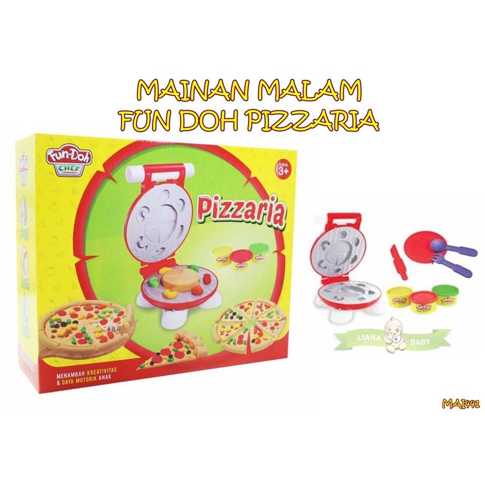 MAI441 MAINAN MALAM FUN DOH PIZZARIA MAINAN EDUKASI