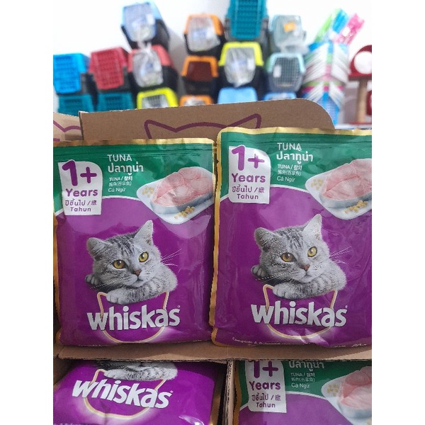 1Box(isi24pcs) Whiskas Sachet Adult 80g- Rasa Tuna Makanan Basah Kucing Whiskas