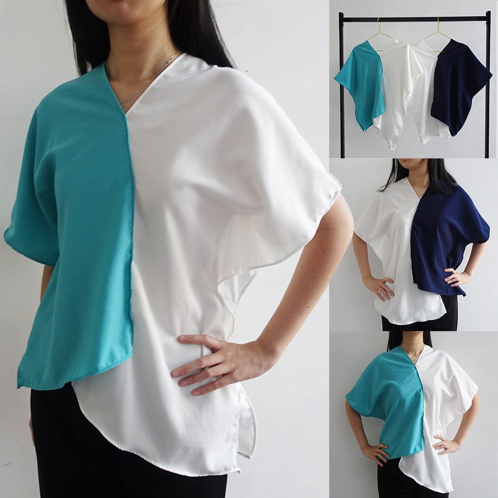 [ClothME] Hasley Kimono 2 colors Top Navy White and Tosca White