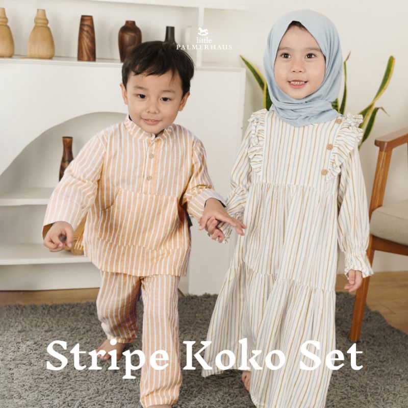 Little Palmerhaus Koko Set Stripes / Baju Koko Anak Motif Salur size 4-5-6