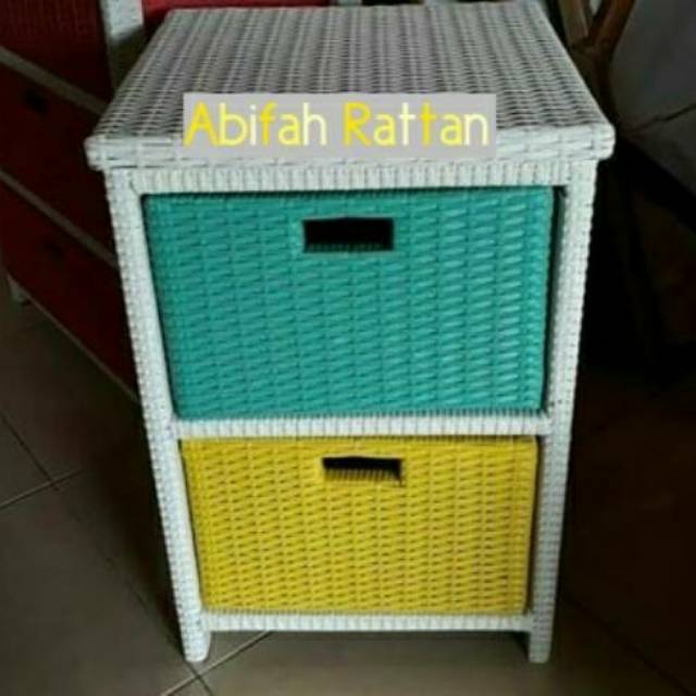Lemari Rotan Sintetis 2 Laci / Drawer Rotan Sintetis