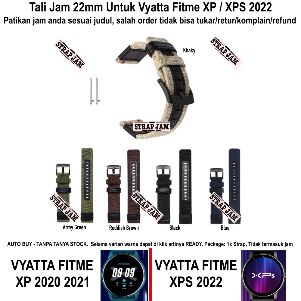 Strap Vyatta Fitme XP / XPS 2022 - Tali Jam Tangan 22mm Woven Nilon Tebal