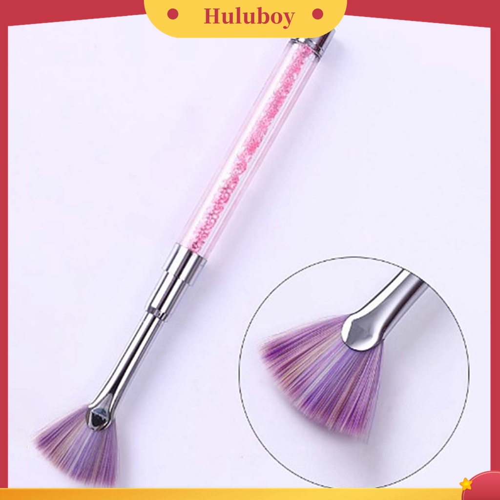 Huluboy Huluboy♡ Kuas Pena Gambar Bubuk Glitter Berlian Imitasi Bentuk Kipas Untuk Nail Art