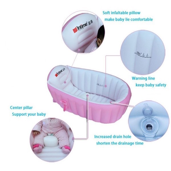 Bak Mandi Bayi Baru Lahir Intime / Bak Mandi Bayi Lipat, Bak mandi bayi portable Pink/Biru