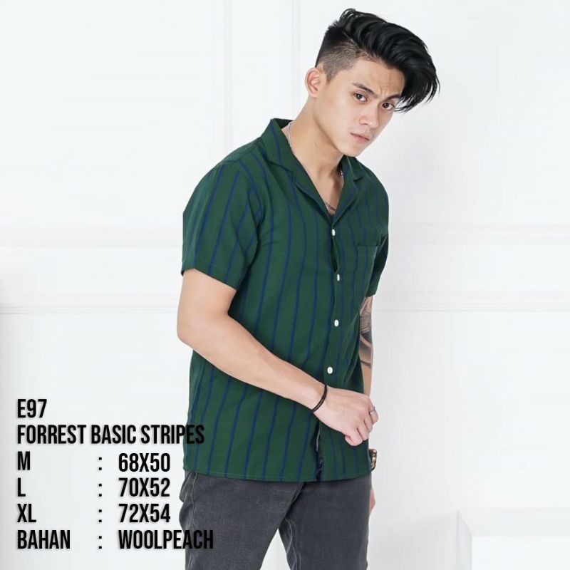 kemeja pria garis lengan pendek/ kemeja pria garis / kemeja garis terbaru