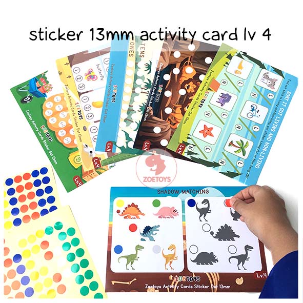 Zoetoys Reusable Sticker Dot Activity Set Book | Alphabet Hijaiyah Number Vehicle Animal | Color Dot Activity Card Kartu Aktivitas Mainan Edukasi Anak-Lv.4 13mm
