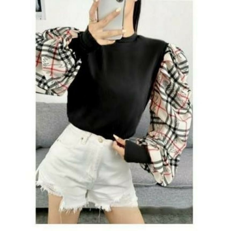 BLOUSE MONDELIN / BLOUSE LENGAN BALON / BLOUSE RIB / ATASAN LENGAN  BALON / ATASAN RIB/ATASAN WANITA