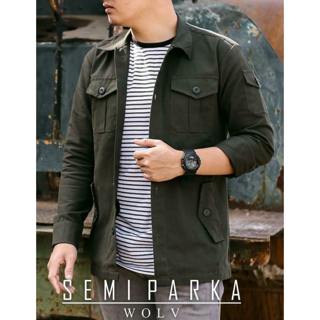 JAKET SEMI PARKA HITAM - JAKET SEMI PARKA HIJAU