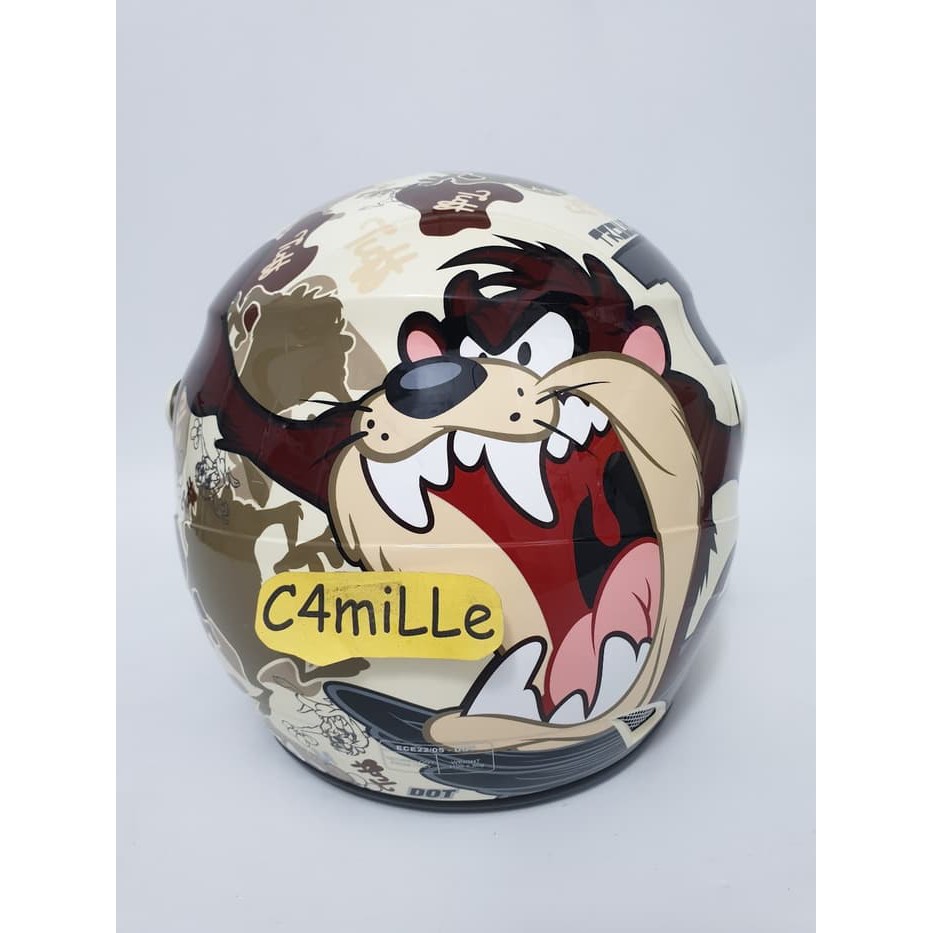 HELM GM EVO TAZMANIA 33 CREAM HALF FACE DEWASA