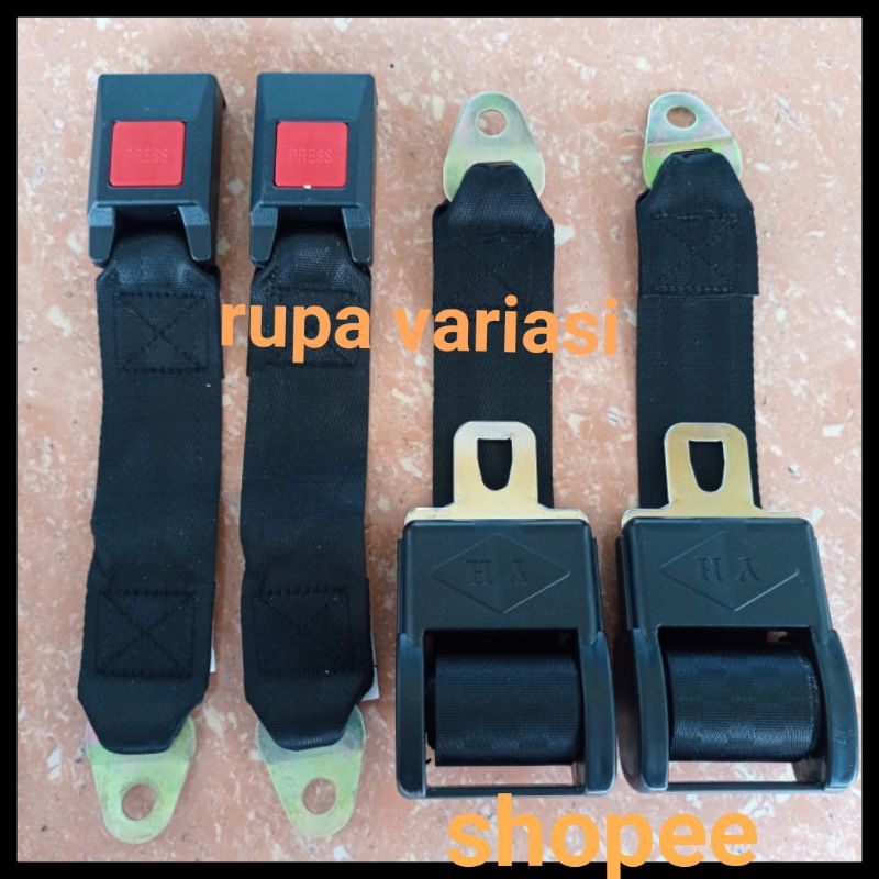 safetybelt sabuk tali pengaman mobil otomatis tahan badan model 2 titik penumpang belakang warna hitam