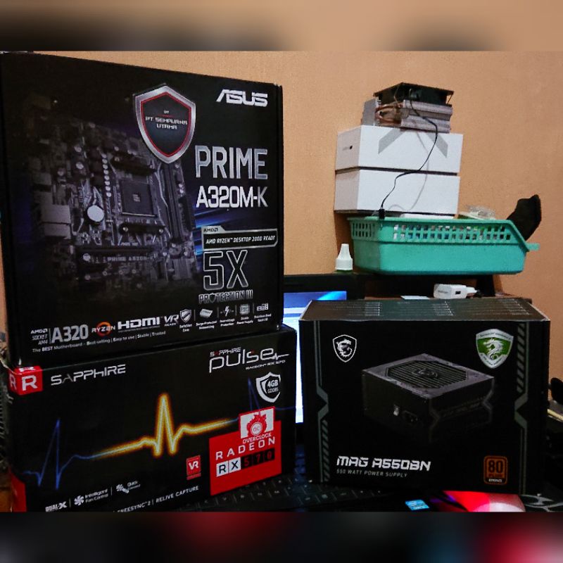Ryzen 3 3100 + Asus Prime A320m + 2x RX 570 4GB (Paket Pesanan)