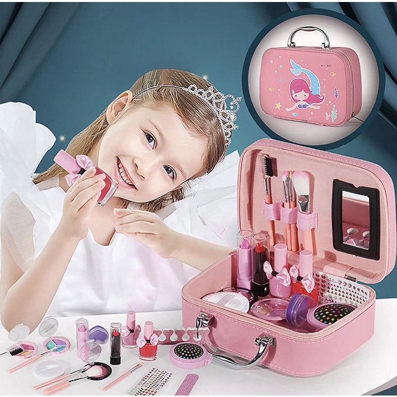 Children Pretend Plays Make Up Kit/Set Mainan Make Up Anak Dengan Fungsi Asli/Mainan Make Up Set Bag/Mainan Make Up Anak Perempuan/Children Cosmetic Toy/Mainan Make Up Unicorn Kuda Poni/Mainan Meja Rias Anak/Makeup Mermaid