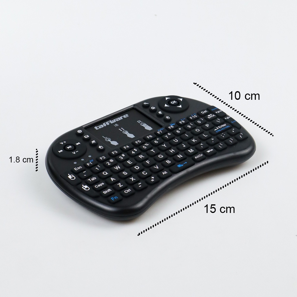 Taffware Mini Keyboard Wireless 2.4GHz dengan Touch Pad &amp; Fungsi Mouse - i8 - Black