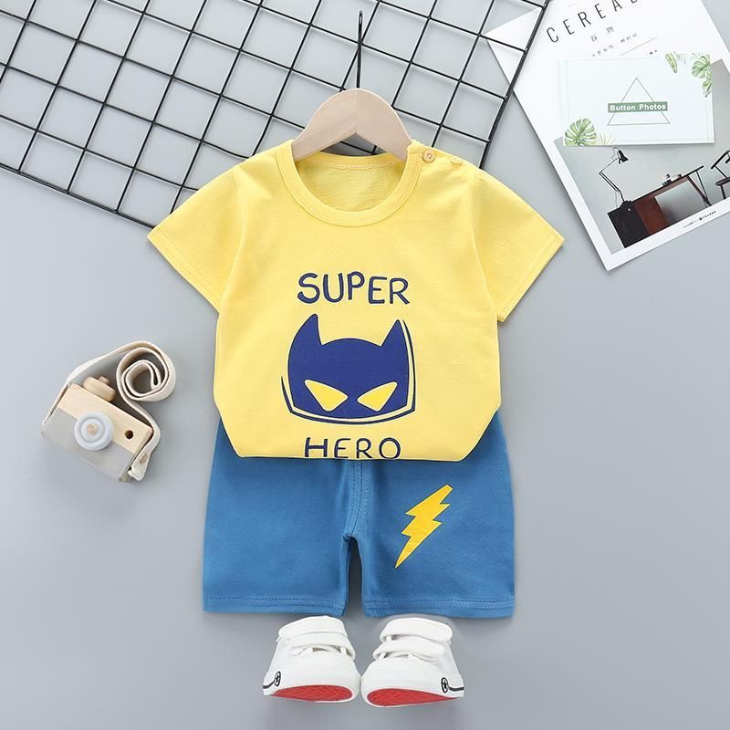 LittleAaron KIDS SUIT PENDEK Setelan Anak Bahan Kaos Lengan + Celana Berkualitas Import 0-3 Tahun ebv