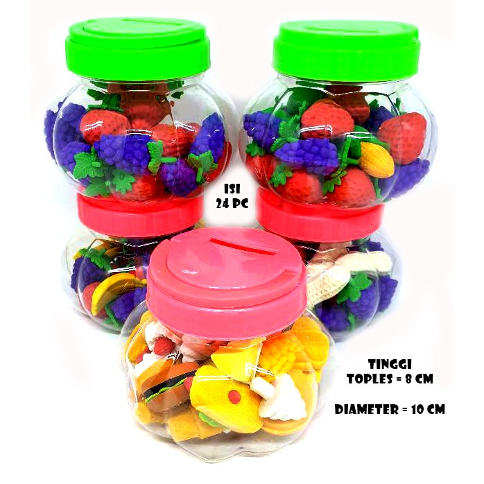 Penghapus karet bentuk kemasan toples isi 24pc Shopee